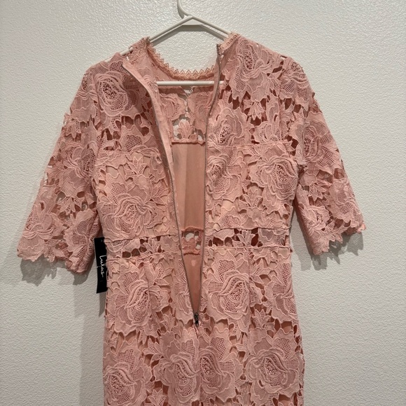 Lulus A Fine Romance Punk Blush Lace Dress Size M - Picture 9 of 12